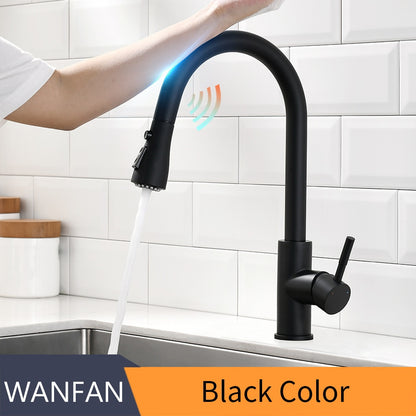 Sensor Kitchen Faucets Brushed Gold Smart Touch Inductive Sensitive Faucet Mixer Tap Single Handle Dual Outlet Water Modes 1005J