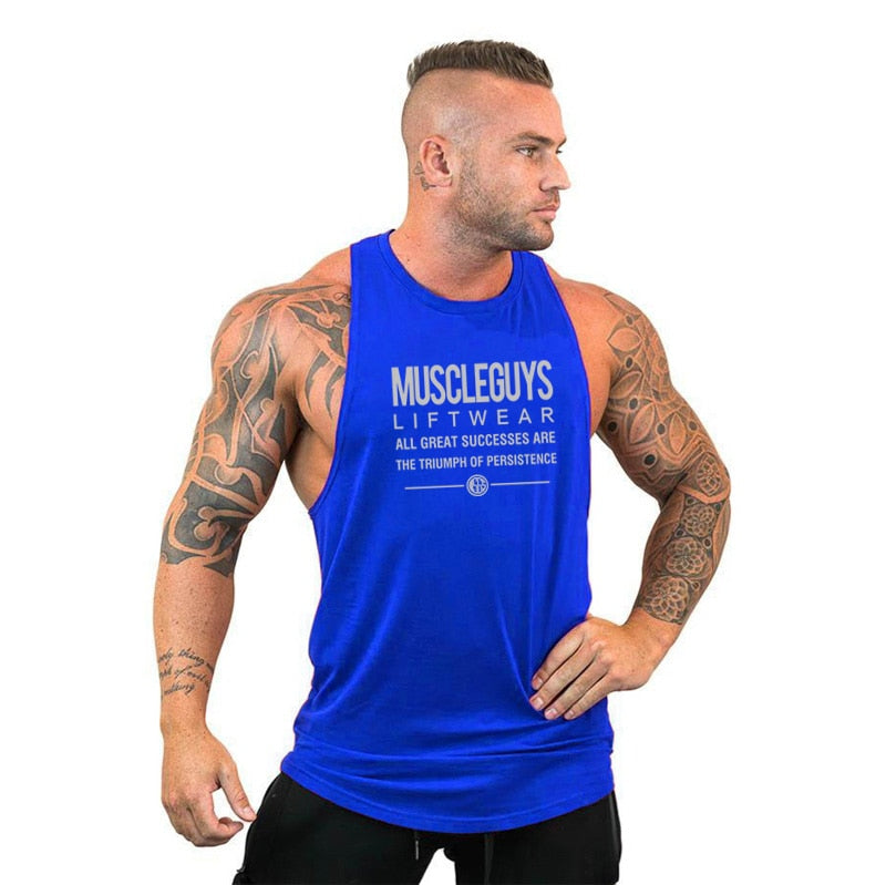 Men Bodybuilding Tank Tops Gym Workout Fitness Cotton Sleeveless Shirt Running Vest Stringer Singlet Male Summer Sports Clothes