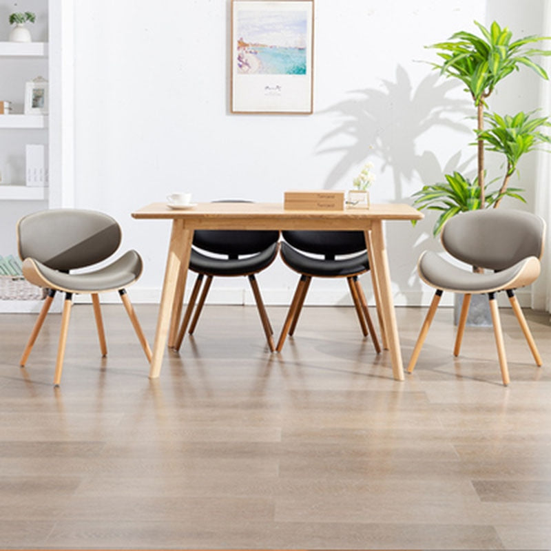 European modern simple luxury chair back, beetle shape small family, space saving practical solid wood leather dining chair