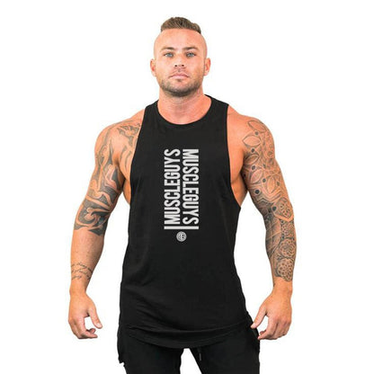 Men Bodybuilding Tank Tops Gym Workout Fitness Cotton Sleeveless Shirt Running Vest Stringer Singlet Male Summer Sports Clothes