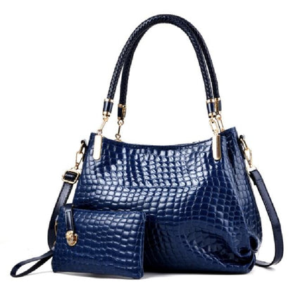 2Pcs Women luxury Handbag Zip Shoulder Bags For Women 2023 Soft Crocodile Pattern Leather Portable Shopping Totes bolso mujer