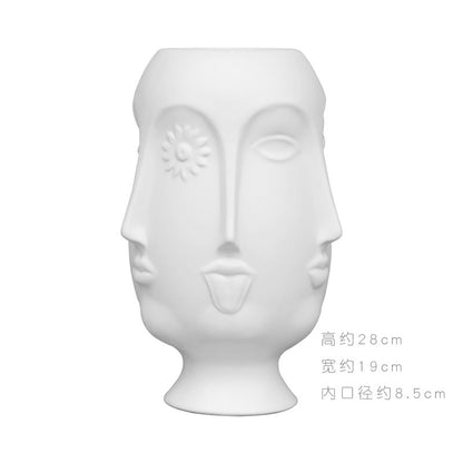 Creative Face Ceramic Vase Flowers, Artificial Flowers, Decorative White Vase  Nordic Decoration Home