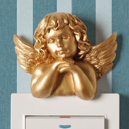 Resin Angel Figurine Wall Decor Socket Switch Sticker Home Decoration Hanging Craft Home Switch Wall Light Socket Stickers