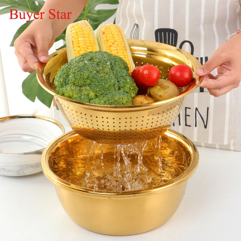 5 in 1 Kitchen Tool Stainless Steel Drain Pot Food Chopper Vegetable Cutter Peeler Hand Held Slicer Grater Kitchen Accessories