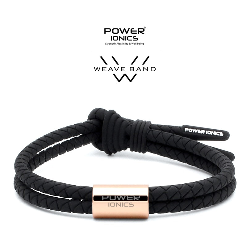 Power Ionics WEAVE BAND Unisex Waterproof Ions and Germanium Sports Fashion Bracelet Free Lettering Gifts