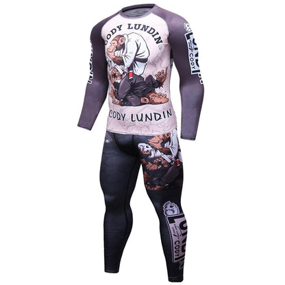 Man Compression Sports Suit Quick drying Perspiration Fitness Training MMA Kit rashguard Male Sportswear Jogging Running Clothes