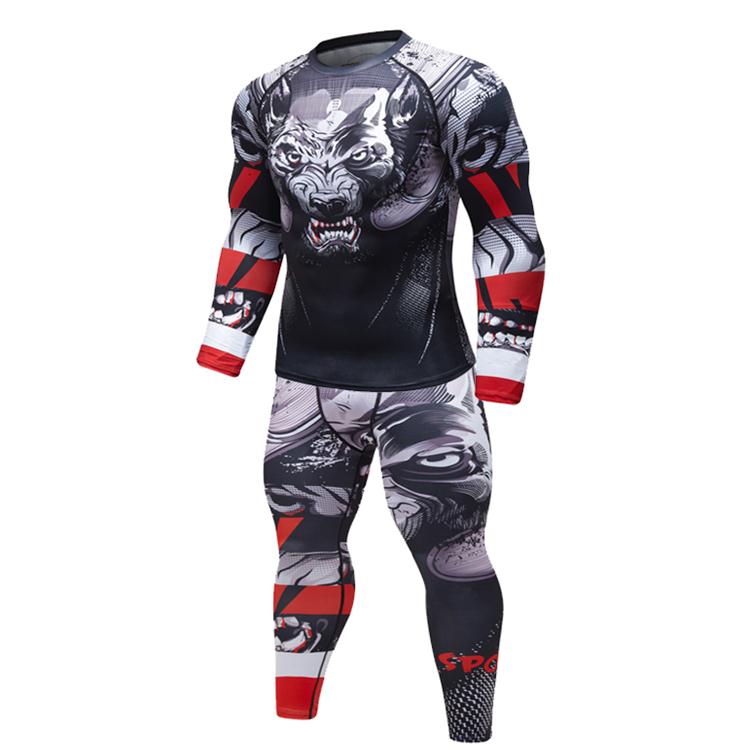 Man Compression Sports Suit Quick drying Perspiration Fitness Training MMA Kit rashguard Male Sportswear Jogging Running Clothes