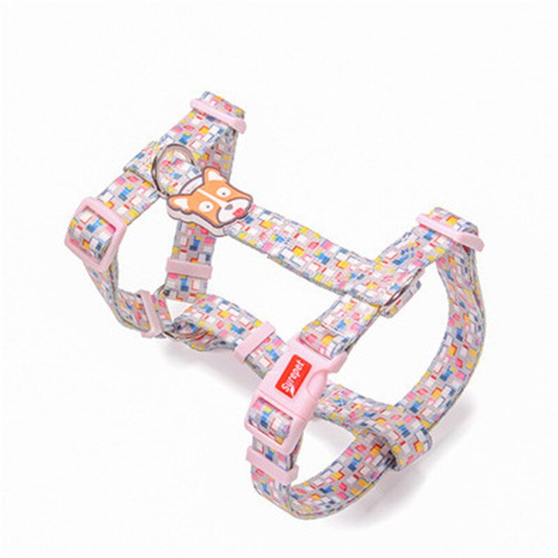 Dog Collars Fashion Designer Print Non-Escape Nylon Dog Harness Breakaway Quick Release Pet Harness Vest Walking Lead Adjustable