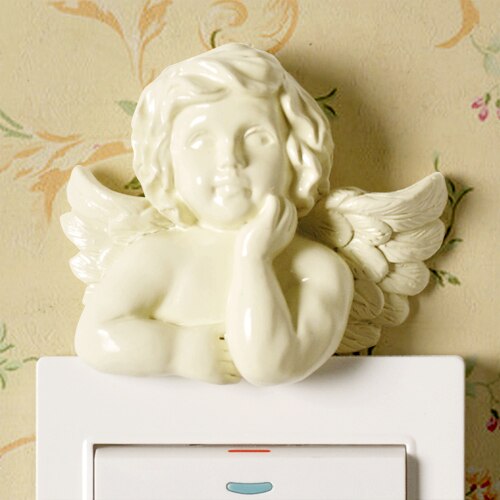 Resin Angel Figurine Wall Decor Socket Switch Sticker Home Decoration Hanging Craft Home Switch Wall Light Socket Stickers