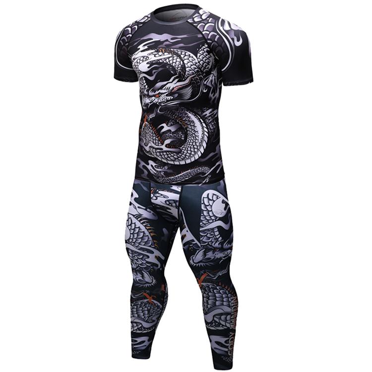 Man Compression Sports Suit Quick drying Perspiration Fitness Training MMA Kit rashguard Male Sportswear Jogging Running Clothes