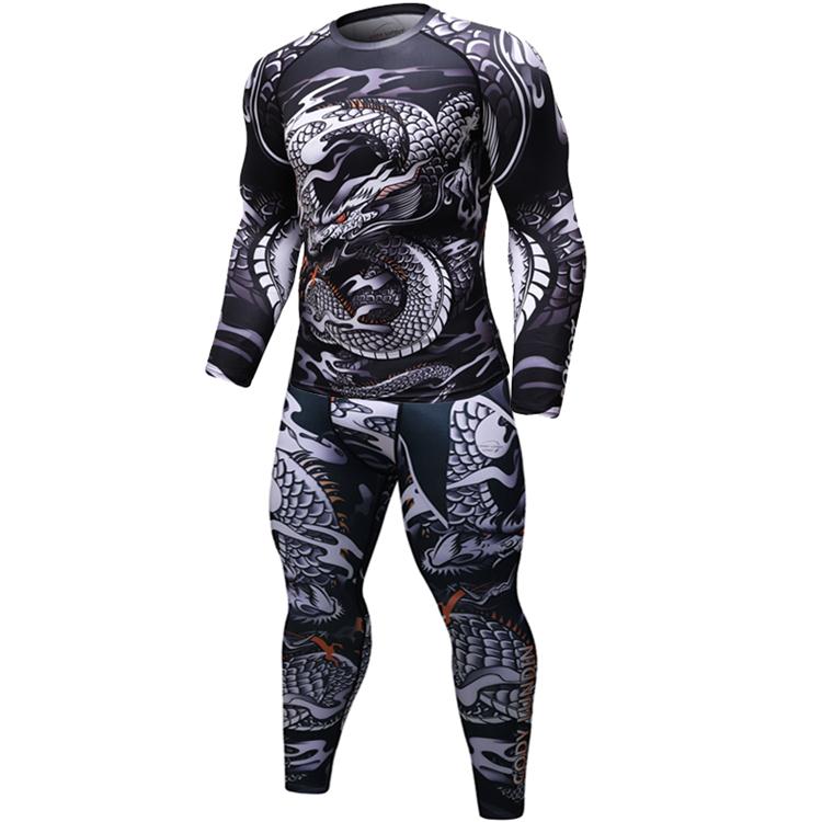 Man Compression Sports Suit Quick drying Perspiration Fitness Training MMA Kit rashguard Male Sportswear Jogging Running Clothes