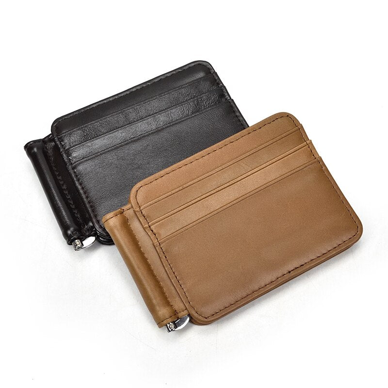 Luufan Leather Money Clip Wallet 100% Genuine Leather Men Bifold Wallets For Credit ID Card Cash Clip Purse Portable New Fashion