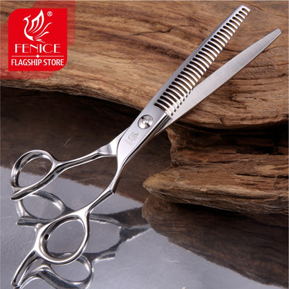 Fenice Professional Japan 440c 6.5 inch pet dog grooming thinning scissors toothed blade shears thinning rate about 35%