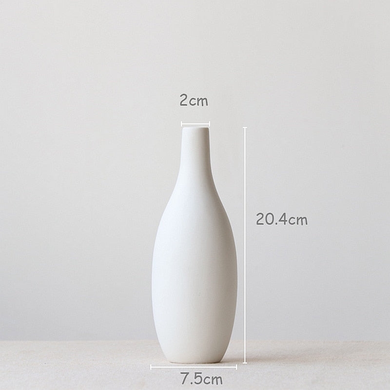 1pc Zen Garden Minimalist Vase White Ceramic Porcelain Flower Vase Hydroponic Container Home Wedding Decoration Centerpiece