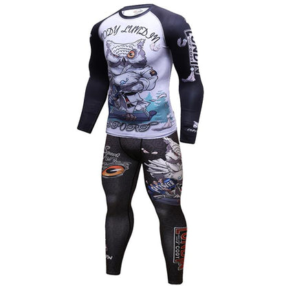 Man Compression Sports Suit Quick drying Perspiration Fitness Training MMA Kit rashguard Male Sportswear Jogging Running Clothes