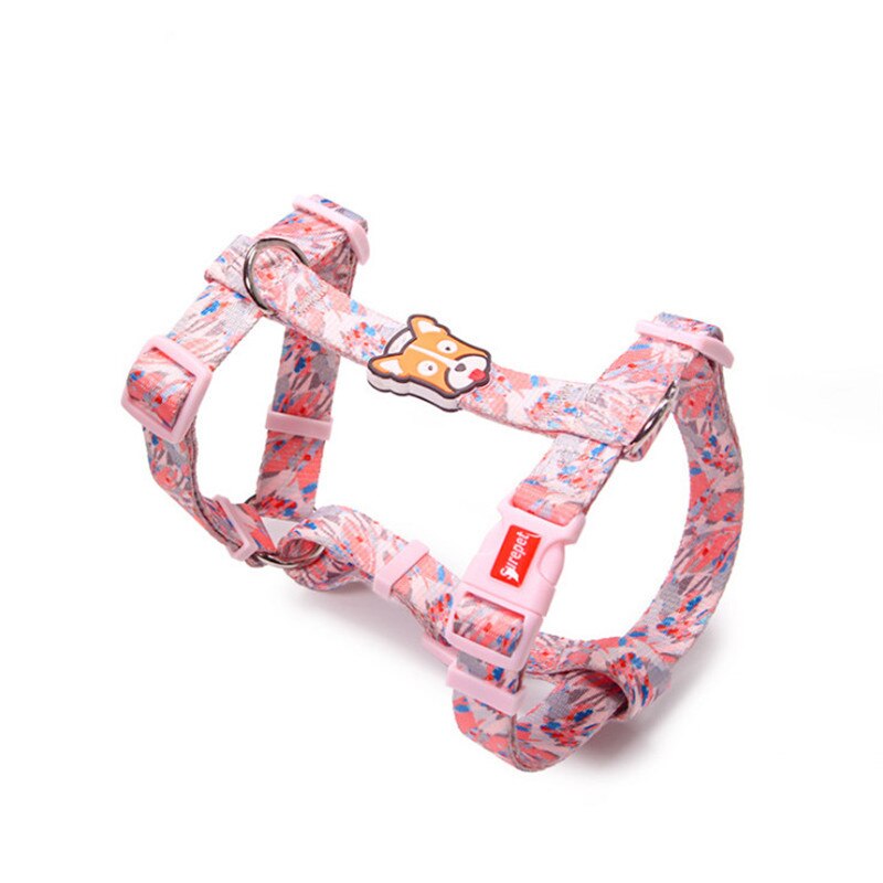 Dog Collars Fashion Designer Print Non-Escape Nylon Dog Harness Breakaway Quick Release Pet Harness Vest Walking Lead Adjustable