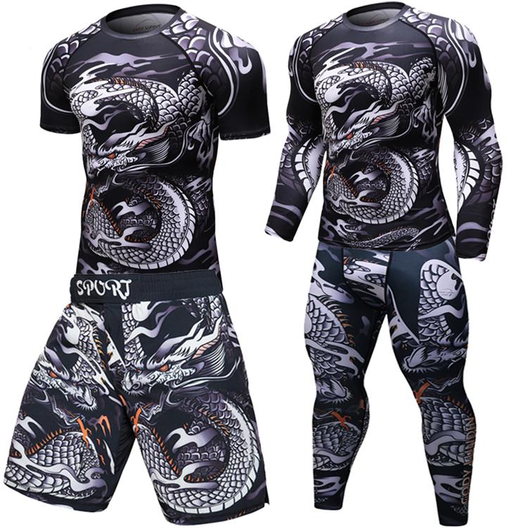 Man Compression Sports Suit Quick drying Perspiration Fitness Training MMA Kit rashguard Male Sportswear Jogging Running Clothes