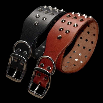 Cool Rivets Studded Best Genuine Leather Pet Dog Collars For Small Medium Large Dogs Black Brown  Boxer Bulldog Pitbull XS S M L