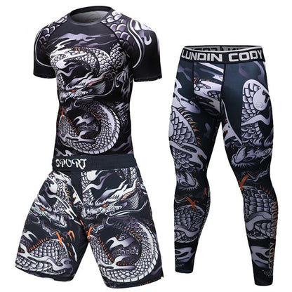 Man Compression Sports Suit Quick drying Perspiration Fitness Training MMA Kit rashguard Male Sportswear Jogging Running Clothes