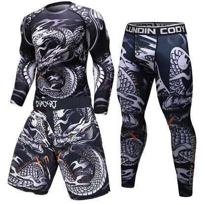 Man Compression Sports Suit Quick drying Perspiration Fitness Training MMA Kit rashguard Male Sportswear Jogging Running Clothes