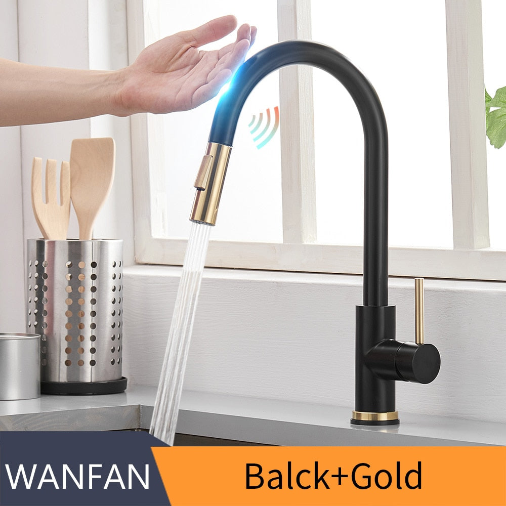 Sensor Kitchen Faucets Brushed Gold Smart Touch Inductive Sensitive Faucet Mixer Tap Single Handle Dual Outlet Water Modes 1005J