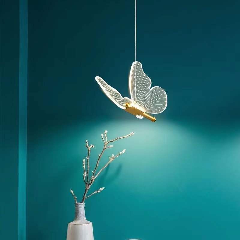 Butterfly Led Chandelier Lighting Bedroom Bedside Background Acrylic Pendant Lamp Home Deco Hanging Celing Light Fixtures