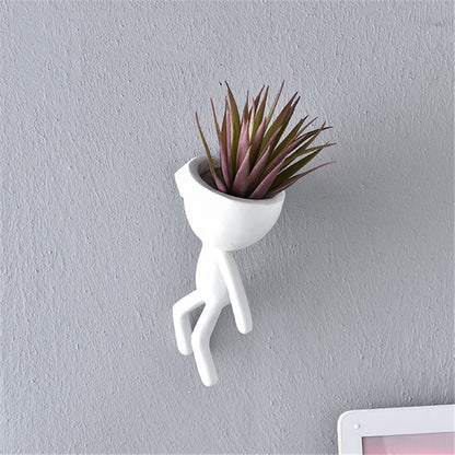 Nordic Vase Home Hanging Flower Pots White Art Character Pot Vase Garden Pots Planters Wall Sculpture Plant Pot Home Decor