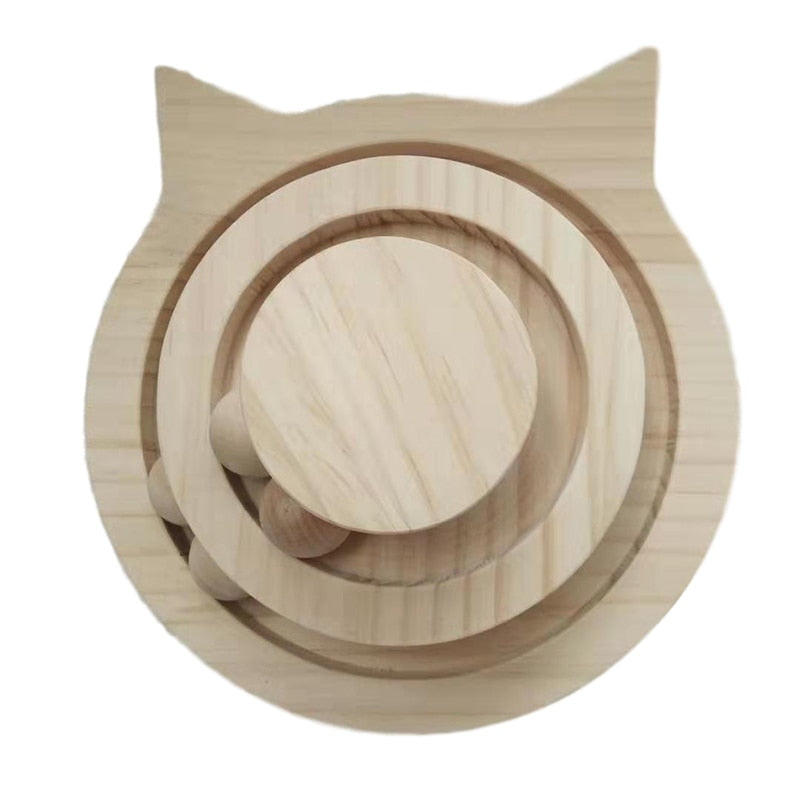 2/3 layers Cat Turntable Wooden Pet Cat Toys Cat Interactive Game Toys Pet Smart Track With Balls Funny Kitten Toys Pet Supplies