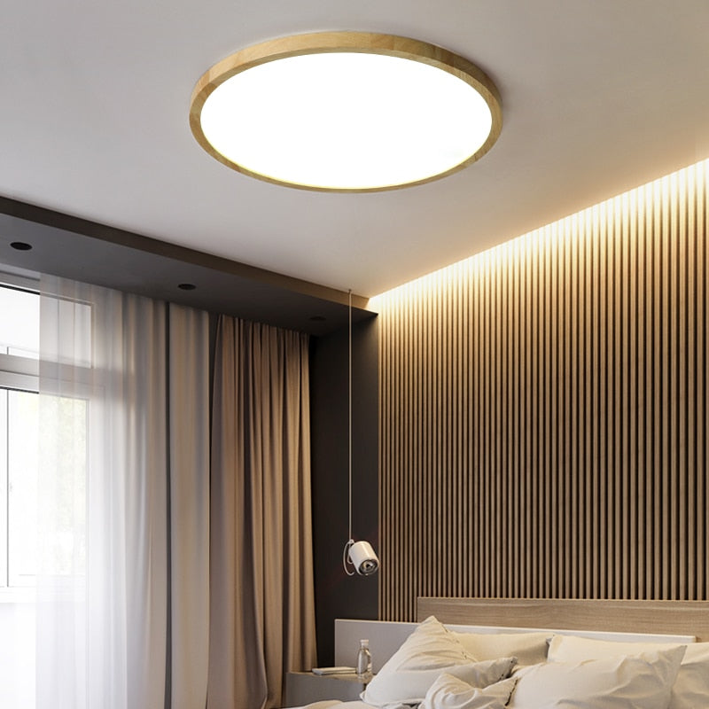 Led Wood Ceiling Lamp Modern Kitchen Bedroom Entrance Light Fixture Surface Mounted Bedroom Closet 2.8Cm Height Ceiling Lighting