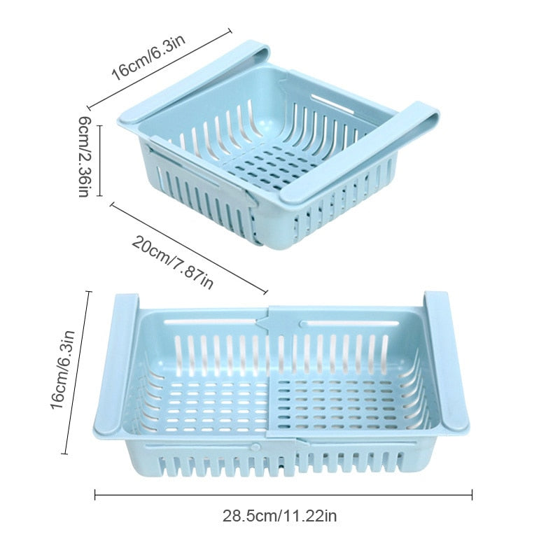 2Pcs Refrigerator Organizer Drawer Kitchen Fruit Vegetable Firdget Organizer Drawer Plastic Fridge Storage Baskets Organizador