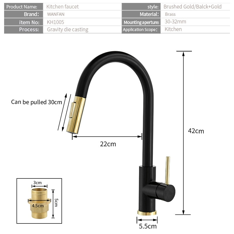 Sensor Kitchen Faucets Brushed Gold Smart Touch Inductive Sensitive Faucet Mixer Tap Single Handle Dual Outlet Water Modes 1005J