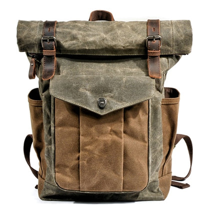 MUCHUAN Luxury Vintage Canvas Backpacks for Men Oil Wax Canvas Leather Travel Backpack Large Waterproof Daypacks Retro Bagpack