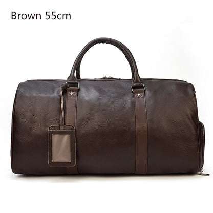 Natural Cowskin Travel Bags Waterproof Men&#39;s Leather Overnight Bag Handbag For Plane Luggage Men Male Weekend Bag Business 55cm