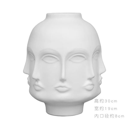 Creative Face Ceramic Vase Flowers, Artificial Flowers, Decorative White Vase  Nordic Decoration Home