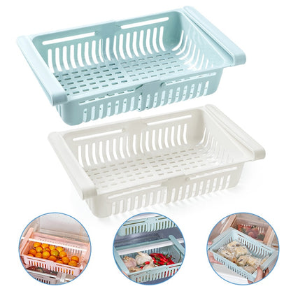 2Pcs Refrigerator Organizer Drawer Kitchen Fruit Vegetable Firdget Organizer Drawer Plastic Fridge Storage Baskets Organizador