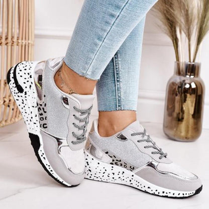 Women Sneakers Lace-Up Platform Sports Shoes for Women Breathable Ladies Sneakers Leopard Print Women&#39;s Vulcanize Shoes