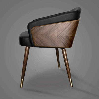 Nordic style solid wood metal leg armchair modern luxury fabric (leather) Bar Cafe family dining chair