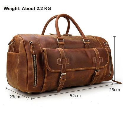 Vintage Fashion Handbags For Men Genuine Leather Travel Duffles Travelling Shoulder Bag Cowskin Hand Luggage Bags Large Duffle