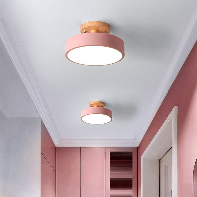 Nordic Entrance Hallway Ceiling Lamps Balcony Wood Round Cloakroom Dining Room Study Bedroom Light Bathroom Industrial Lighting