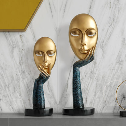 Funny Face Statues for Decorative Figurines Home Decoration Ornamental Accessori Sculpture Modern Resin Art table top home decor