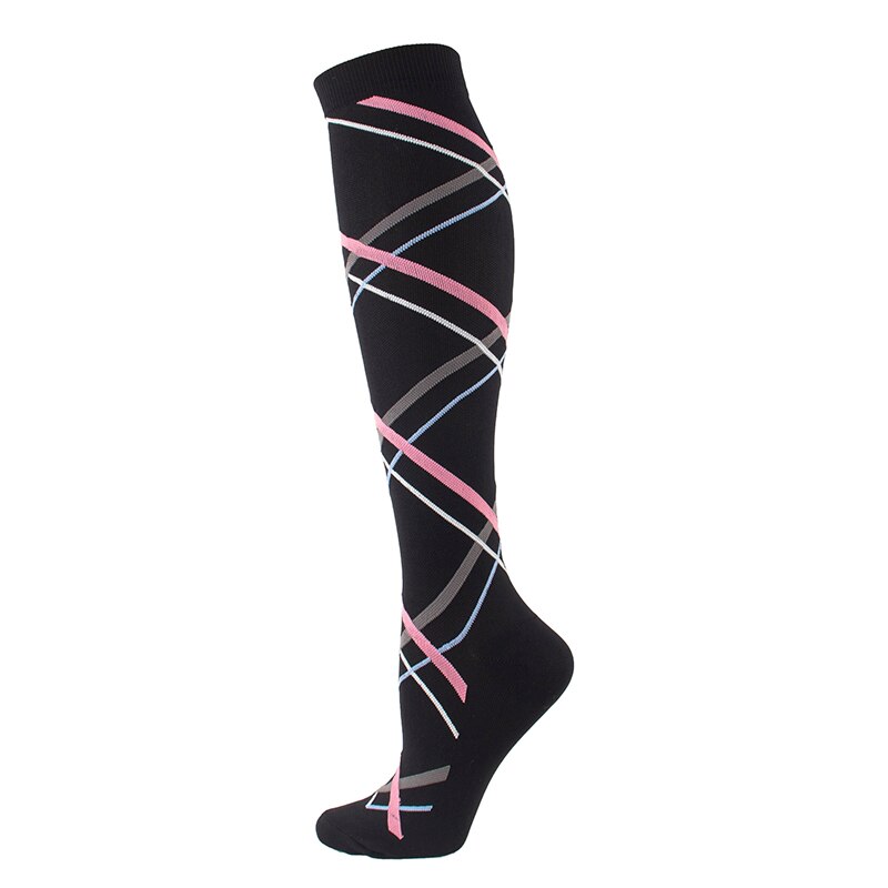 2020 New Woman/Men Compression Stockings Geometric Square Shaped Elastic Compression Under the Knee Socks Outdoor Sports Sock