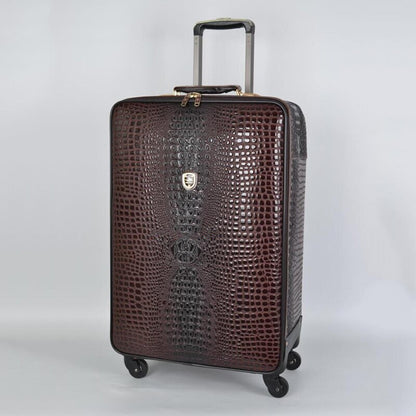 Genuine leather crocodile pattern trolley luggage universal wheel 16/20/24 inch luxury travel suitcase for men and women