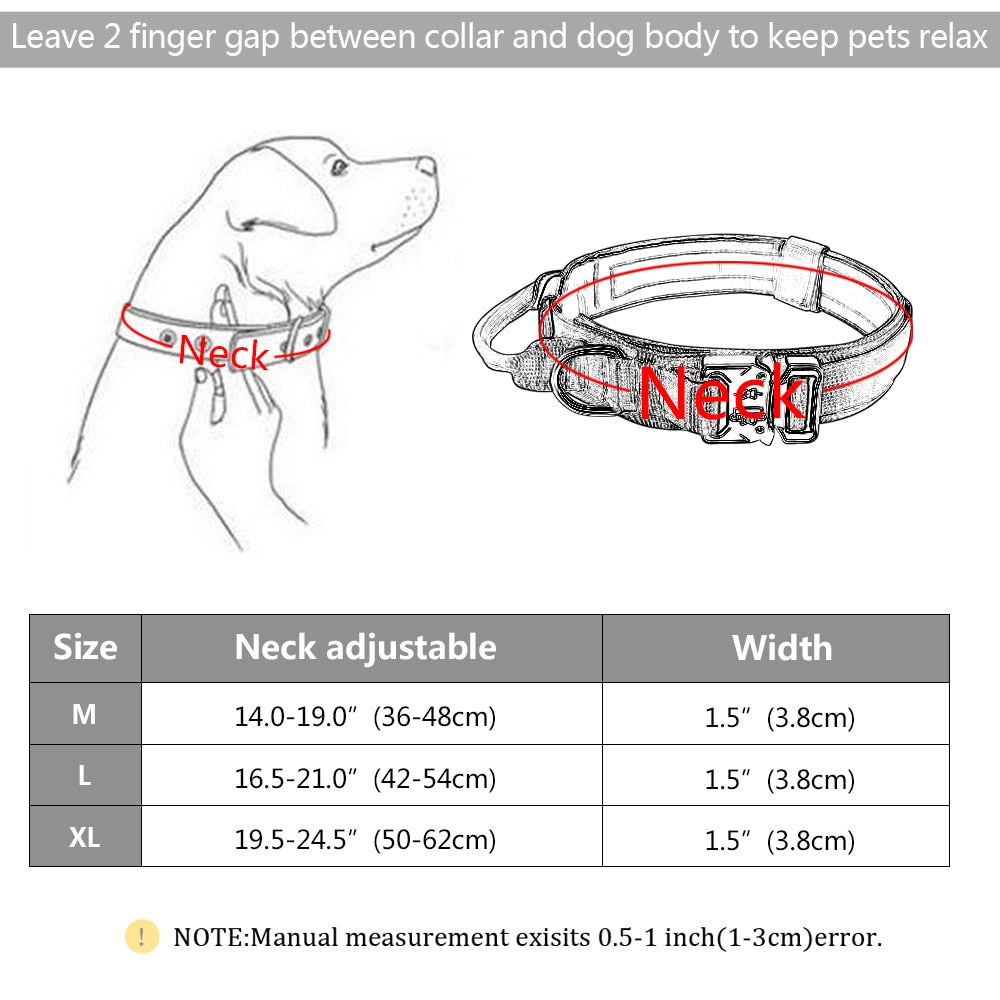 Military Tactical Dog Collar Durable Nylon Pet Training Collars Necklace With Handle Strong For Large Dogs French Bulldog