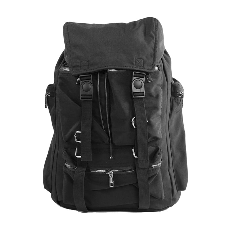 Mochila impermeable de nailon negro para hombre, bolso de hombro con cordón, mochila de viaje de gran capacidad, mochilas escolares para estudiantes, MD0195