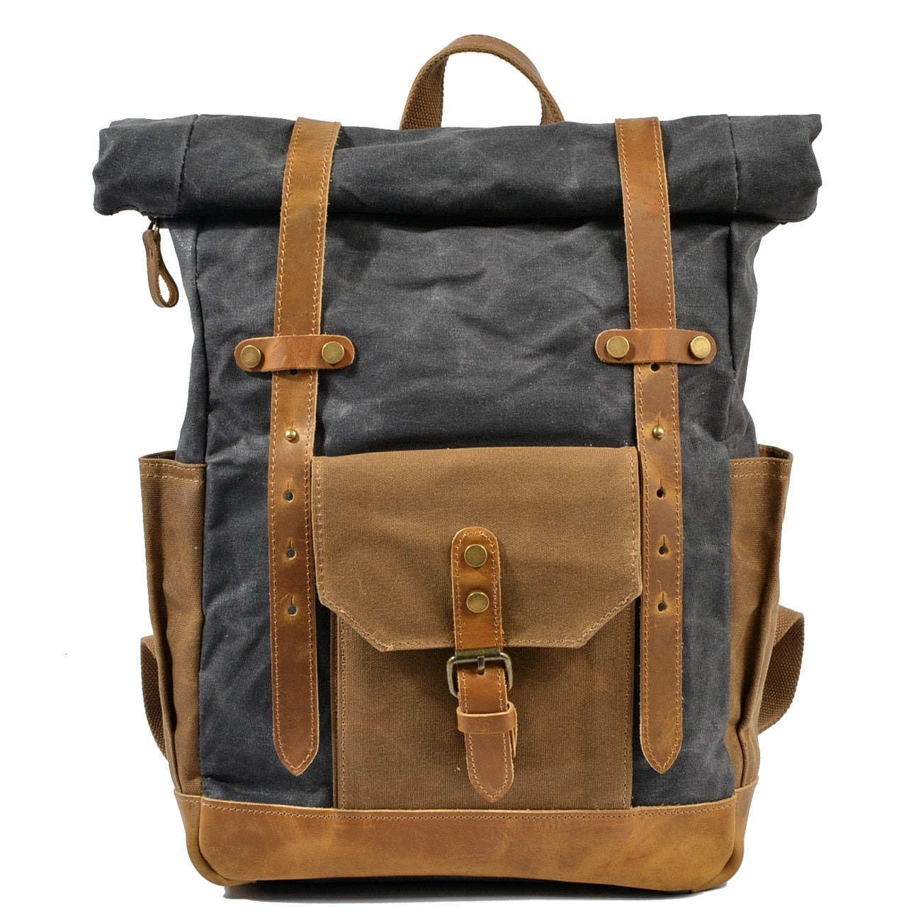 MUCHUAN Luxury Vintage Canvas Backpacks for Men Oil Wax Canvas Leather Travel Backpack Large Waterproof Daypacks Retro Bagpack