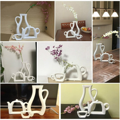 White Ceramic Flower Pot Fashion Modern Style Wedding Decorative Vase  Home Decoration Accessories Tabletop Teapot Vase Planter