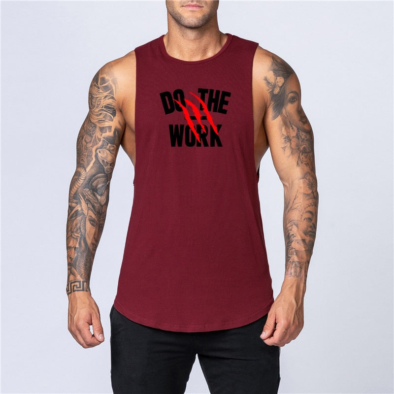 Workout Gym Mens Tank Top Vest Muscle Sleeveless Sportswear Shirt Stringer Fashion Clothing Bodybuilding Cotton Fitness Singlets