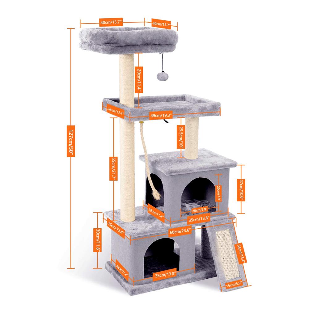 Fast Delivery Large Cat Tree Tower Condo cat scratcher Post Pet Kitty Play House with Hammock Perches Platform rascador gato