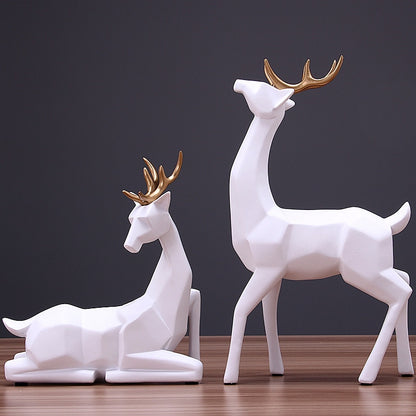 Nordic Creative Solid Geometry Home Decor Living Room Deer Ornaments Resin Craft Home Furnishing for Decoration Desktop Figurine