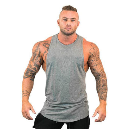 Men Bodybuilding Tank Tops Gym Workout Fitness Cotton Sleeveless Shirt Running Vest Stringer Singlet Male Summer Sports Clothes